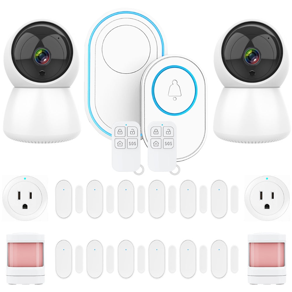 Smart Wi-Fi Alarm System with Security Cameras, Wireless Sensors, Sockets and Doorbell