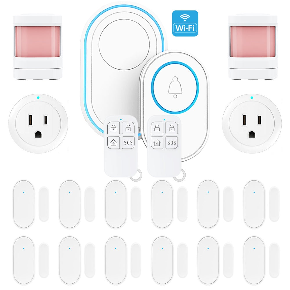 Smart Wi-Fi Alarm System with Wireless Sensors, Sockets and Doorbell